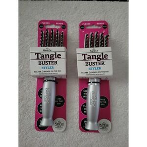 Lot of 2 KareCo Tangle Buster Styler Hair Brush Boar Nylon Bristle Silver BR1040